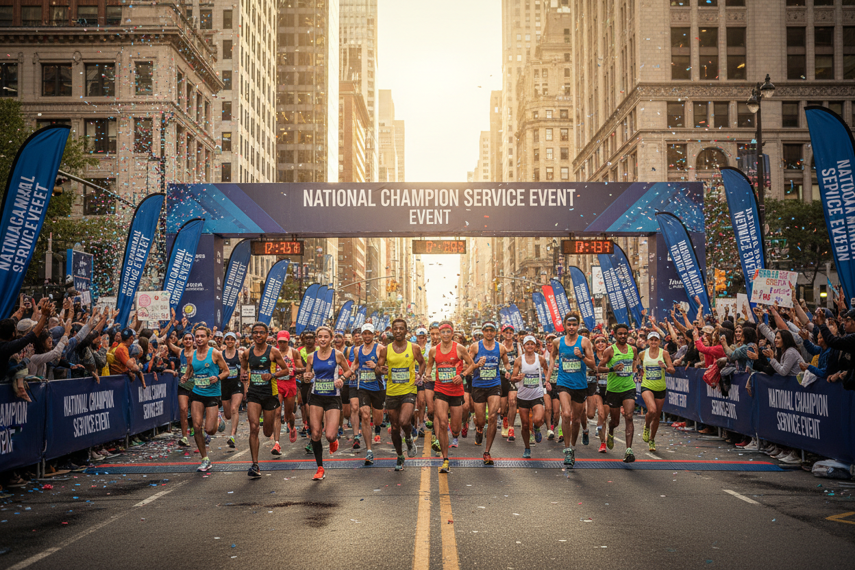 NATIONAL CHAMPION SERVICE EVENT LIKH KAR AEK RUNNING MERATHONS KI IMAGE BANAO